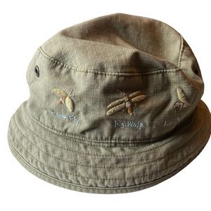 Cotton High End Janie and Jack Bucket Hat Bugs Garden Tan 12-24 Months Baby Hat